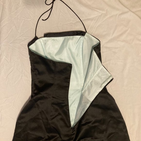 Morgan and Co. Vintage Y2K Black/Blue Cherry Blossom Strapless Formal Dress - Picture 9 of 12